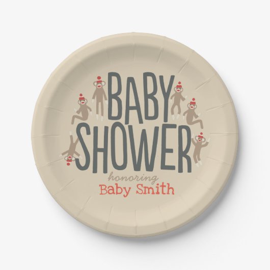 Sweet- en Gekke socket-aap Baby shower Papieren Bordje (Voorkant)