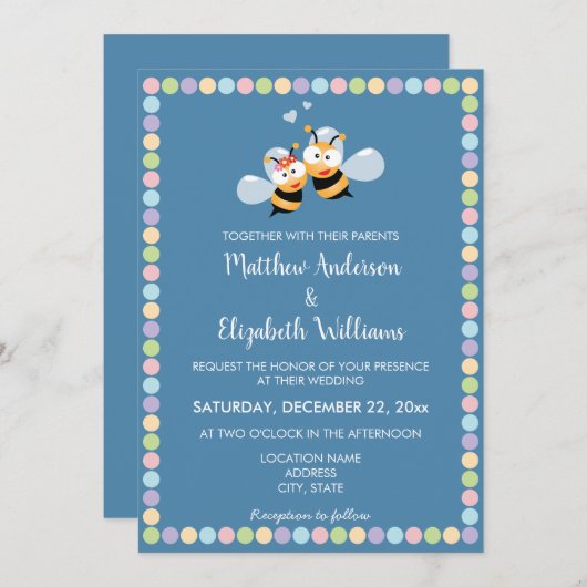 Sweet en kleurrijk stemmiddel voor het huwelijk kaart (Voorkant / Achterkant)