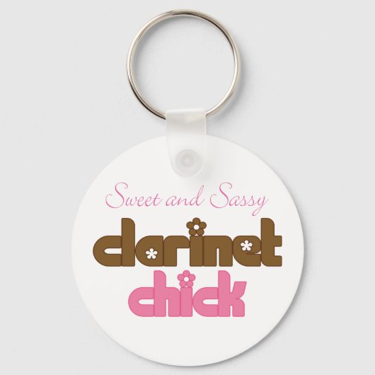Sweet en Sassy Clarinet Chick Music Gift Sleutelhanger (Voorkant)