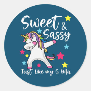 Sweet en Sassy net als mijn G Ma Matching Ronde Sticker