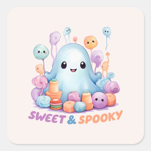 Sweet en Spooky Vierkante Sticker (Voorkant)