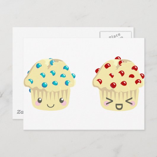 Sweet en Tart Muffin Pair Briefkaart (Voorkant / Achterkant)