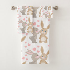 Sweet Enamored Bunnies Bad Handdoek