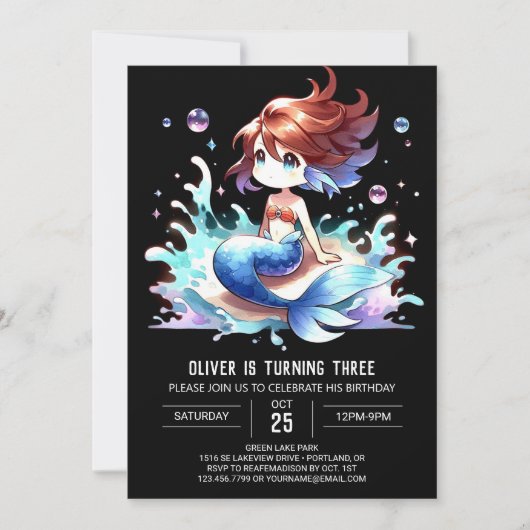 Sweet Enchanted Mermaid Birthday Kaart (Voorkant)