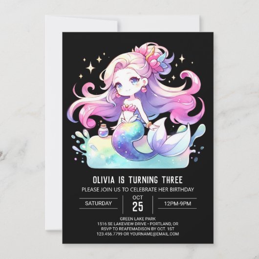 Sweet Enchanted Mermaid Birthday Kaart (Voorkant)