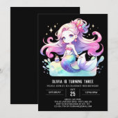 Sweet Enchanted Mermaid Birthday Kaart (Voorkant / Achterkant)