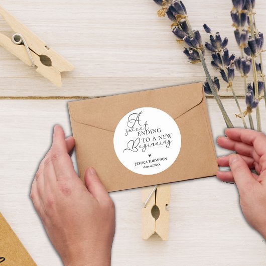 Sweet Ending naar Nieuw Begin 2024 Afstuderen Ronde Sticker