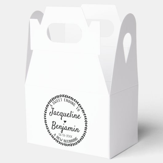 Sweet Ending Nieuw Begin Rustieke Krans Bruiloft Bedankdoosjes (Geopend)