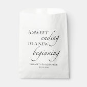 Sweet Ending Nieuw Begin | Zwart-wit bruiloft Bedankzakje (Voorkant)