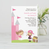 Sweet Fairy and Pink Pirate Invitation Kaart (Staand voorkant)