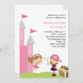 Sweet Fairy and Pink Pirate Invitation Kaart (Voorkant / Achterkant)