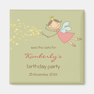 Sweet Fairy and Stars Girl's Birthday Party Magnet