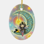 Sweet Fairy en Katten op maan Keramisch Ornament (Voorkant)