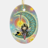 Sweet Fairy en Katten op maan Keramisch Ornament (Achterkant)