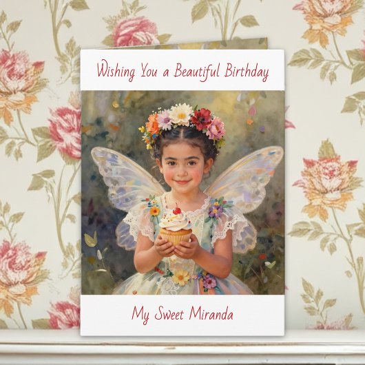 Sweet Fairy Girl | Personalized Birthday Kaart