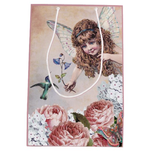 Sweet Fairy Greets Hummingbird Medium Cadeauzakje (Achterkant)