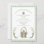 Sweet Fairytale Animal Green Gingham Baby shower Kaart (Voorkant)