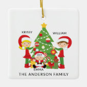 Sweet Familie van 3 Gepersonaliseerde Kerstmis Keramisch Ornament (Voorkant)