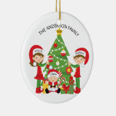 Sweet Familie van 3 Gepersonaliseerde kerstversier Keramisch Ornament (Rechts)