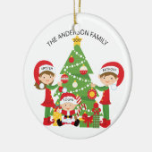 Sweet Familie van 3 Gepersonaliseerde kerstversier Keramisch Ornament (Links)