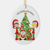 Sweet Familie van 3 Gepersonaliseerde kerstversier Keramisch Ornament (Rechts)