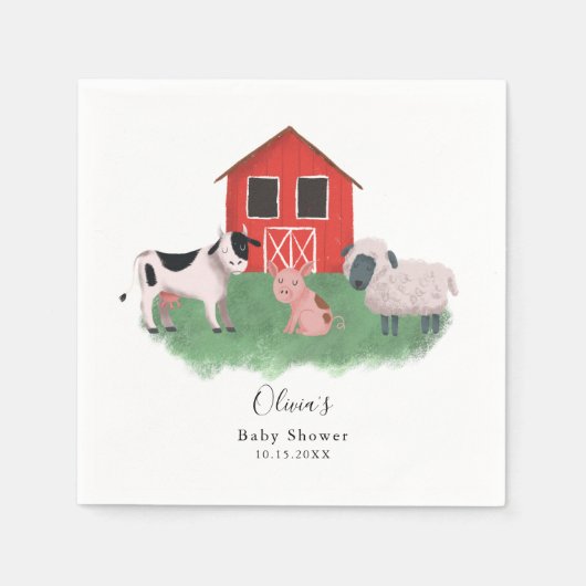 Sweet Farm Animals Baby shower Servet (Voorkant)