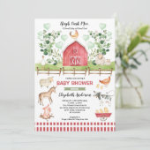 Sweet Farm Animals Barnyard Baby shower Kaart (Staand voorkant)