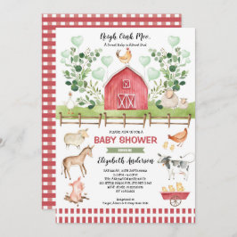 Sweet Farm Animals Barnyard Baby shower Kaart