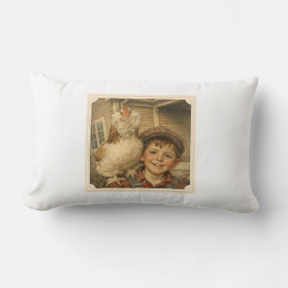 Sweet Farm Boy Chicken Pillow Kussen