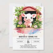 Sweet Farmyard Blooms Boho Pig Meisje Verjaardag Kaart (Voorkant)