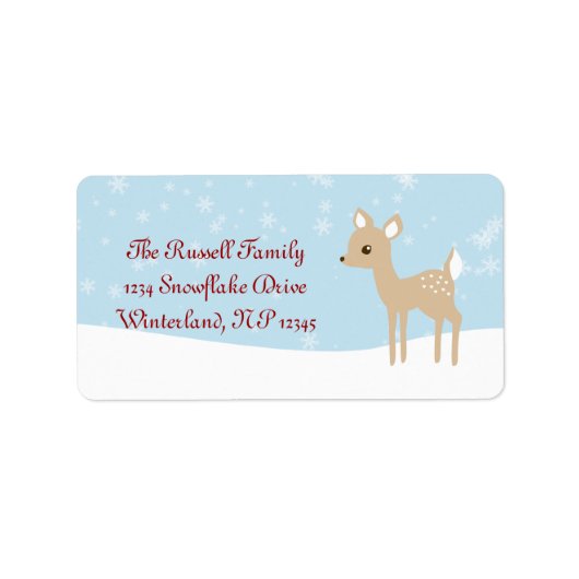Sweet Fawn Winter Scène Etiket (Voorkant)