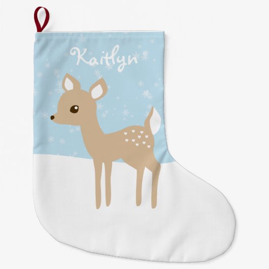 Sweet Fawn Winter Scene Grote Kerstsok (Voorkant)