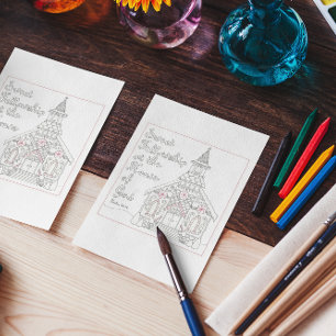 Sweet Fellowship Gingerbrood Church Coloring Kaart