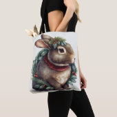 Sweet Festive Bunny Rabbit Canvas tas (Dichtbij)