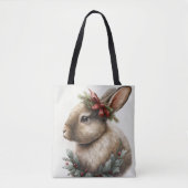 Sweet Festive Bunny Rabbit Canvas tas (Voorkant)