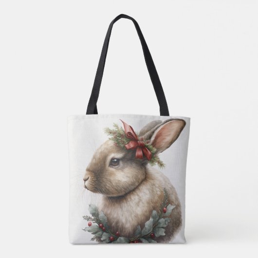 Sweet Festive Bunny Rabbit Canvas tas (Achterkant)
