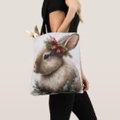Sweet Festive Bunny Rabbit Canvas tas (Dichtbij)