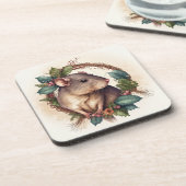 Sweet Festive Pet Rat Feestdagen/kerstdrank Bier Onderzetter (Linkerzijde)