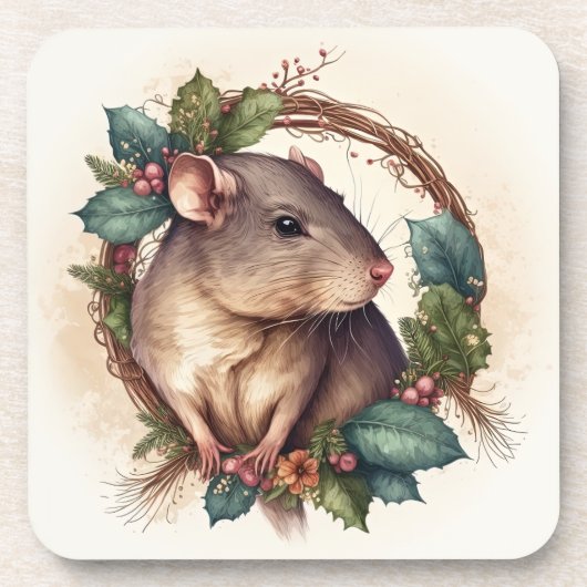 Sweet Festive Pet Rat Feestdagen/kerstdrank Bier Onderzetter (Voorkant)