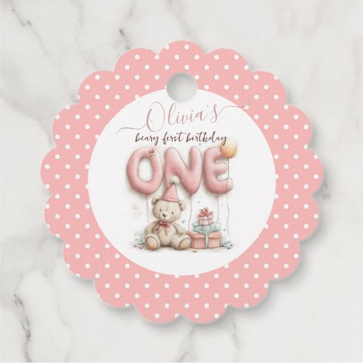 Sweet First Birthday with Teddy Bear Bedankjes Labels (Achterkant)