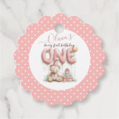 Sweet First Birthday with Teddy Bear Bedankjes Labels (Voorkant)