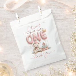 Sweet First Birthday with Teddy Bear  Bedankzakje