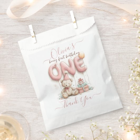 Sweet First Birthday with Teddy Bear  Bedankzakje (Geknipt)