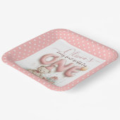 Sweet First Birthday with Teddy Bear  Papieren Bordje (Gebogen)