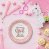 Sweet First Birthday with Teddy Bear  Papieren Bordje (Feest)