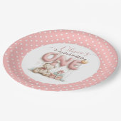 Sweet First Birthday with Teddy Bear  Papieren Bordje (Gekanteld)