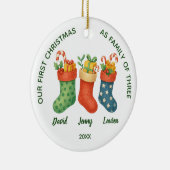 Sweet First Christmas Family of Three Photo Keramisch Ornament (Rechts)