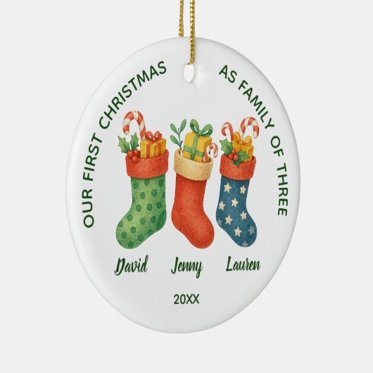 Sweet First Christmas Family of Three Photo Keramisch Ornament (Rechts)