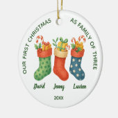 Sweet First Christmas Family of Three Photo Keramisch Ornament (Links)