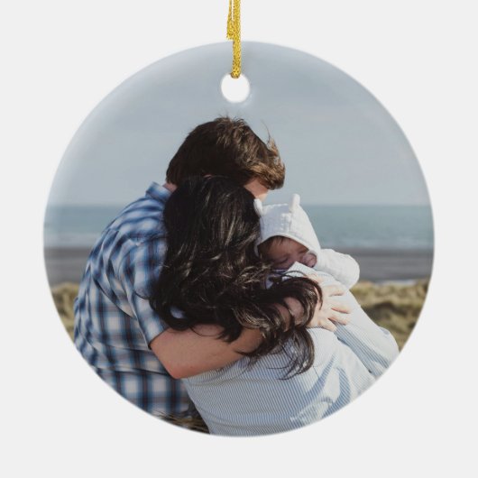 Sweet First Christmas Family of Three Photo Keramisch Ornament (Achterkant)